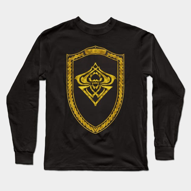 Spider Sigil Gold (Shield Gold Celtic Rope Gold rims Black Core) Long Sleeve T-Shirt by Swabcraft